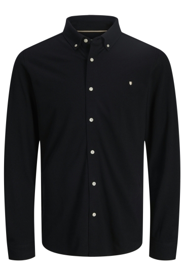 Jack & Jones Overhemd JPRBLUBLAKE PIQUE DETAIL L/S SHIRT 12284463 BLACK
