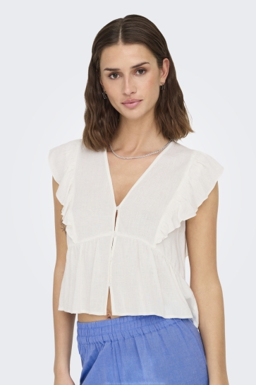 Only Top ONLRIAN FLONCE S/S TOP WVN 15349090 Cloud Dancer