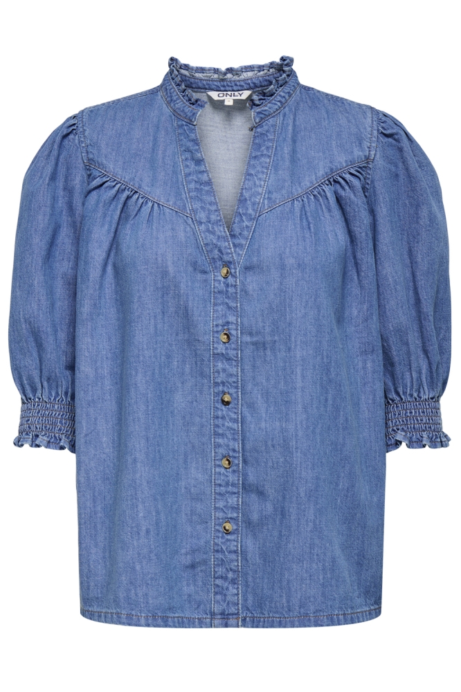 Only blauwe dames blouse | Vooraanzicht