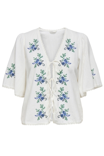 Only Blouse PGAYLA 2/4 TOP 15360665 CLOUD DANCER/BLUE GREEN EMB