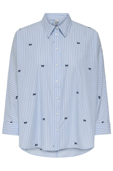 Only ONLZEIDI GRACE LS BOW EMB SHIRT WVN 15354754 Serenity/W. BW - BLACK