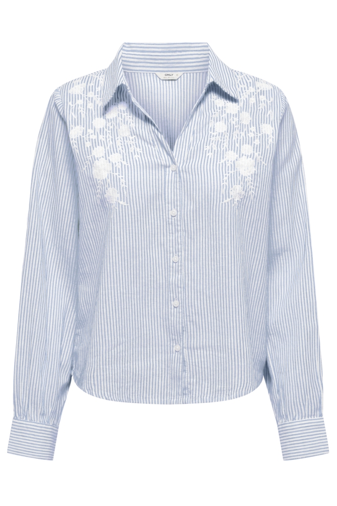 Only blauwe dames blouse | Vooraanzicht
