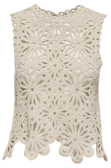Only ONL30 LEILANI S/L EMB TOP WVN 15367087 CREME