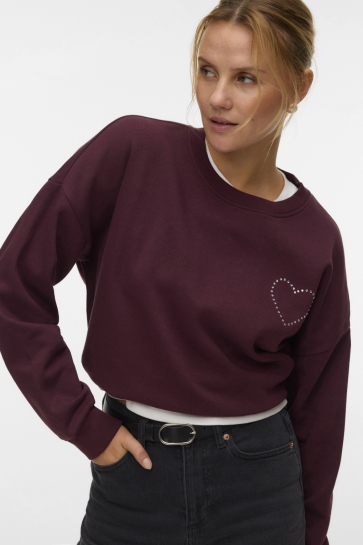 Vero Moda Trui VMLOTTE TRINA LS SWEAT BOX GA BF 10333544 Winetasting/HEART RHIN