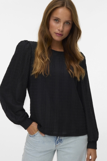 Vero Moda VMJASMIN LS O-NECK TOP JRS GA 10333293 BLACK