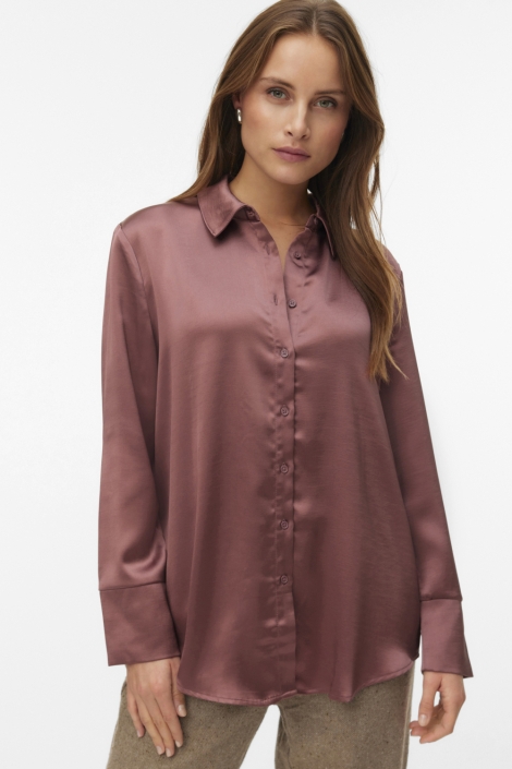 Vero Moda bordeaux dames blouse | Model vooraanzicht