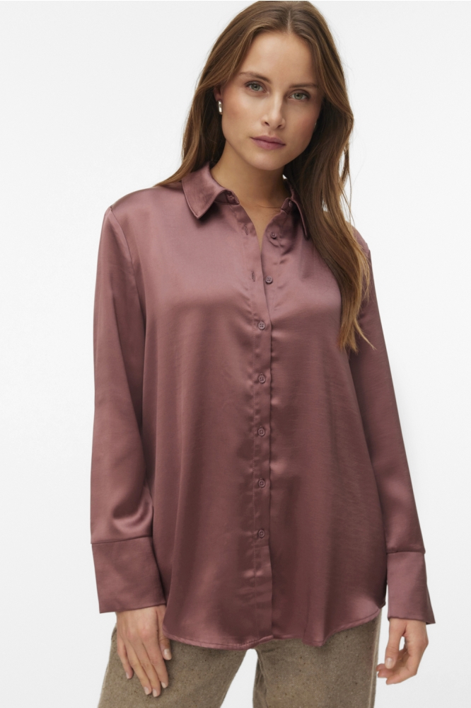 Vero Moda bordeaux dames blouse | Model vooraanzicht