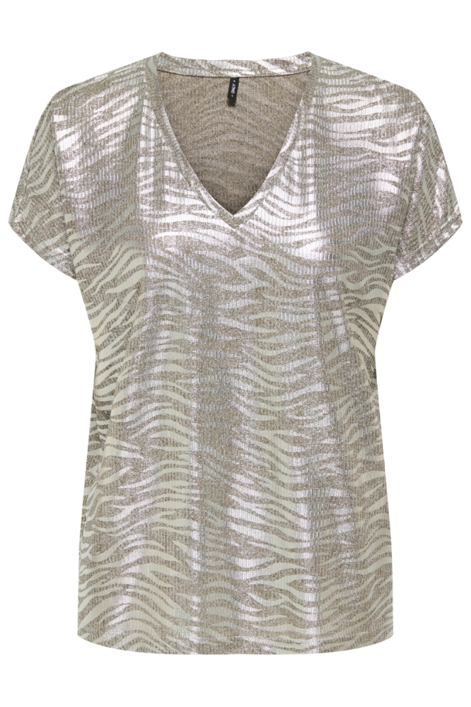 Only zilveren dames t-shirt | Vooraanzicht