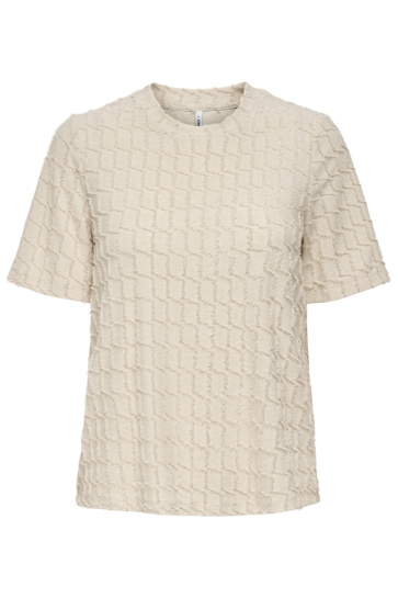 Only T-shirt ONLINES LIFE 2/4 O-NECK GLITTER TOP 15358982 BIRCH/ROSE GOLD