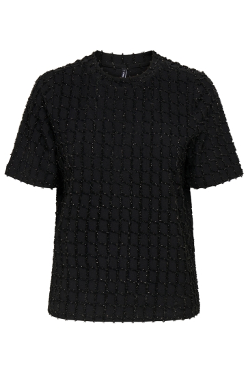 Only ONLINES LIFE 2/4 O-NECK GLITTER TOP 15358982 BLACK/GOLD
