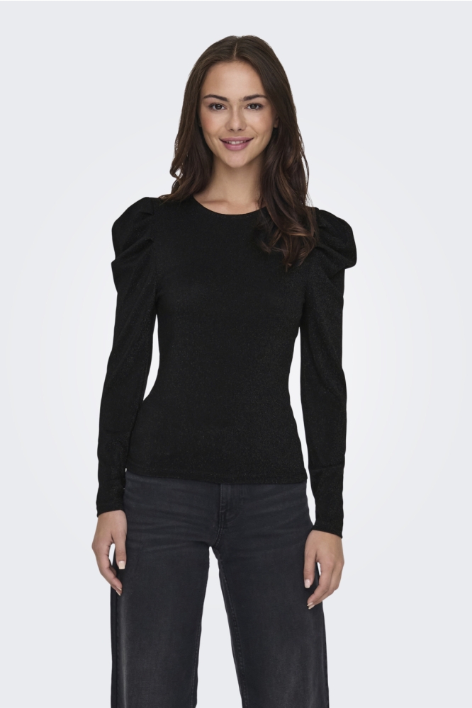 Only zwarte dames t-shirt | Model vooraanzicht
