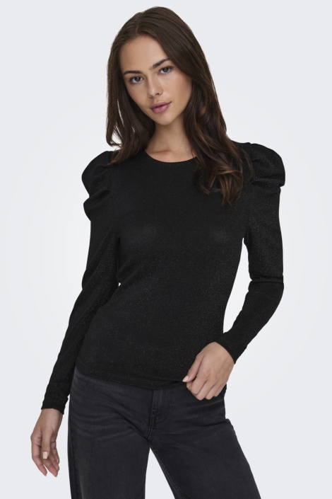 Only zwarte dames t-shirt | Model vooraanzicht