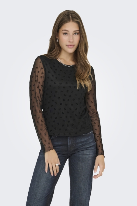 Only zwarte dames t-shirt | Model vooraanzicht
