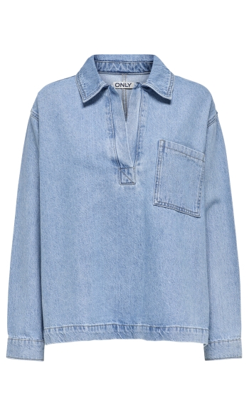 ONLBIRDIE L/S POLO DENIM SHIRT AZG 15347086 LIGHT BLUE DENIM