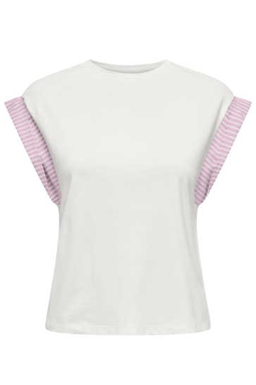 Only T-shirt ONLDAWN LIFE S/S O-NECK MIX TOP JRS 15346440 CLOUD DANCER/WOVEN ROSE