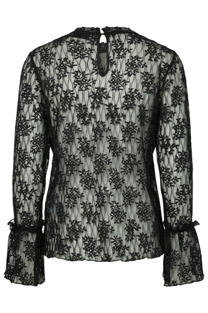 Pieces zwarte dames t-shirt | Achteraanzicht