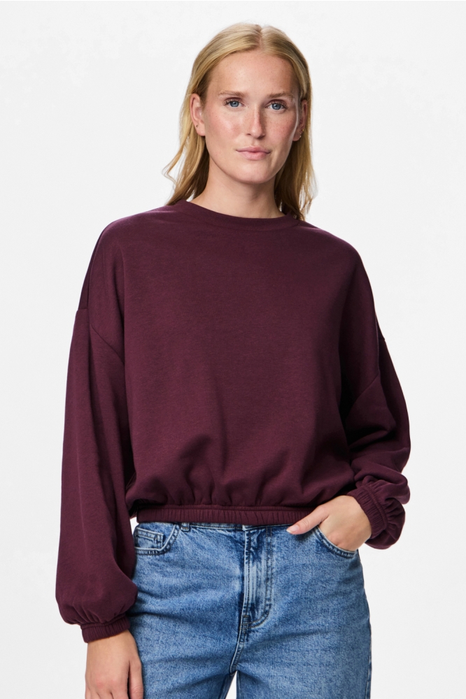 Pieces bordeaux dames sweater | Model vooraanzicht
