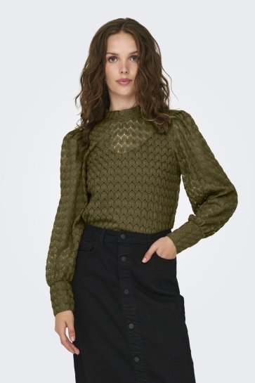 Jacqueline de Yong JDYAVERY L/S LACE TOP JRS NOOS 15268408 DARK OLIVE