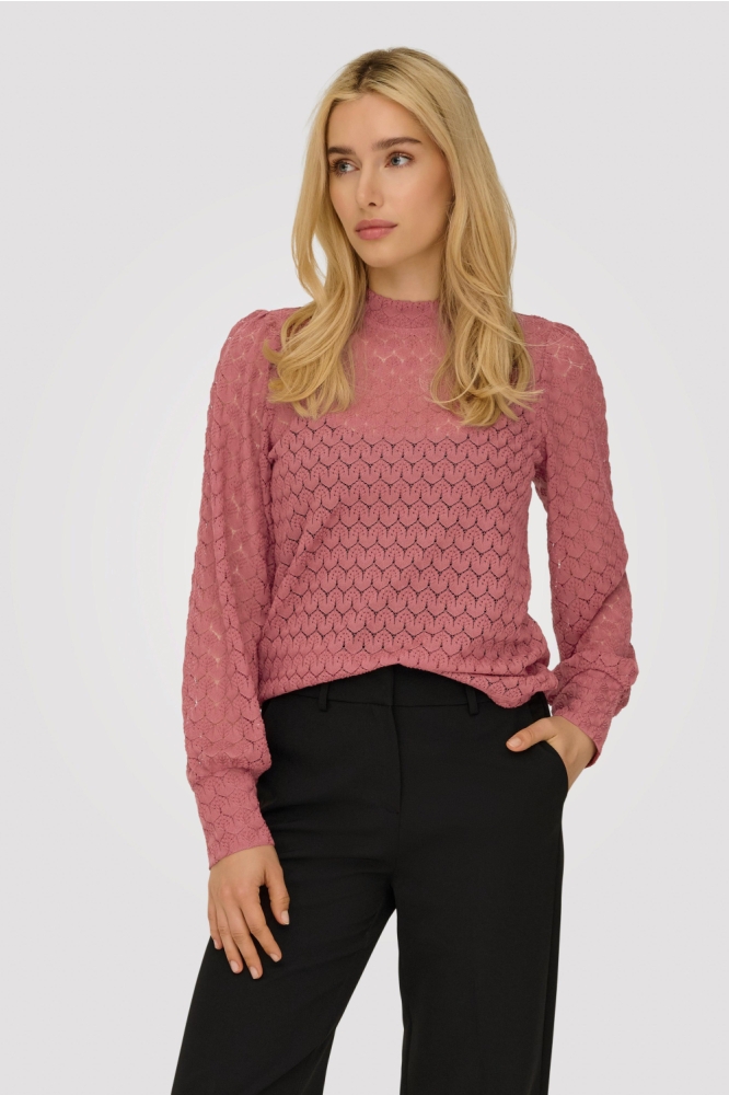 Jacqueline de Yong roze dames t-shirt | Model vooraanzicht