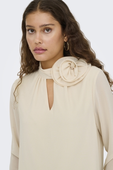 Jacqueline de Yong Blouse JDYNOMI L/S HIGH NECK ROSE TOP WVN 15361373 WHITECAP GRAY