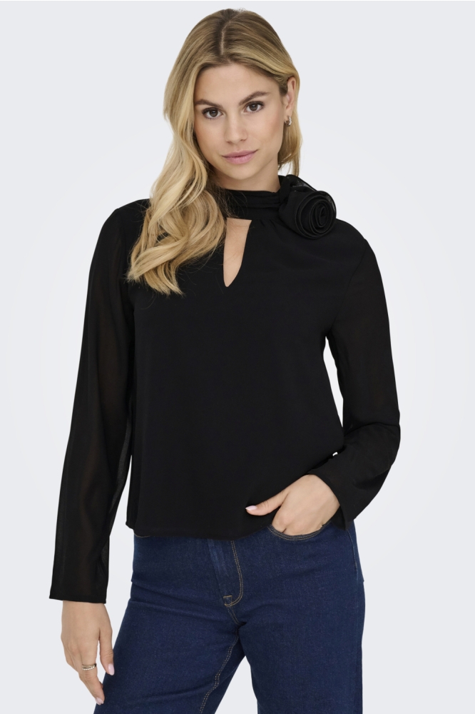 Jacqueline de Yong zwarte dames blouse | Model vooraanzicht