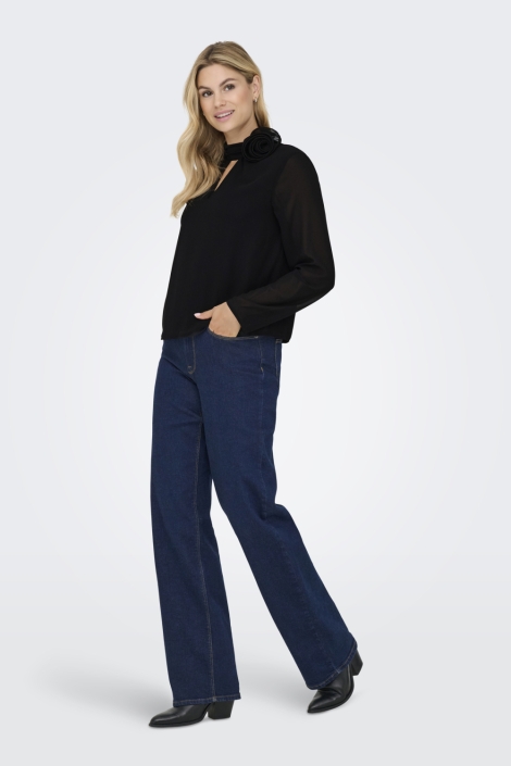 Jacqueline de Yong zwarte dames blouse | Model