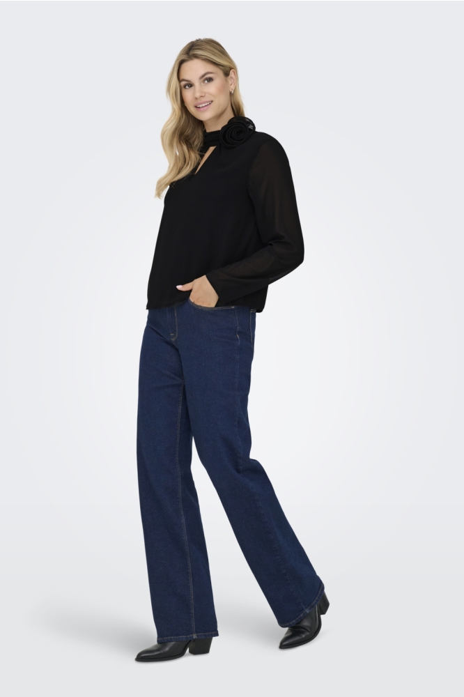 Jacqueline de Yong zwarte dames blouse | Model
