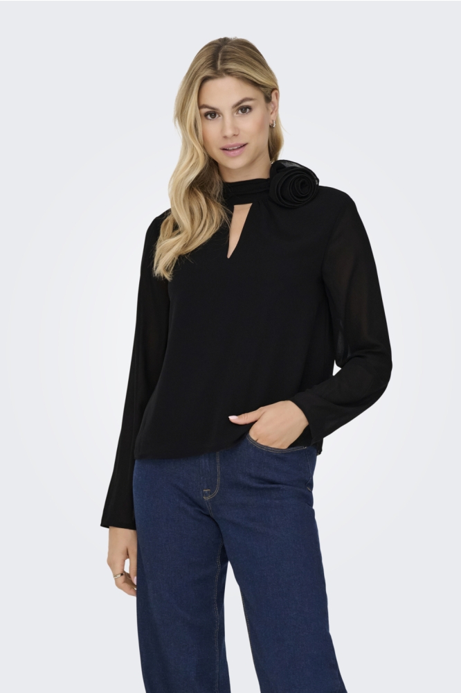 Jacqueline de Yong zwarte dames blouse | Model vooraanzicht