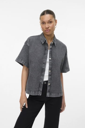 Vero Moda VMTESSA SS LOOSE DENIM SHIRT GA 10331219 MEDIUM GREY DEN/RA206