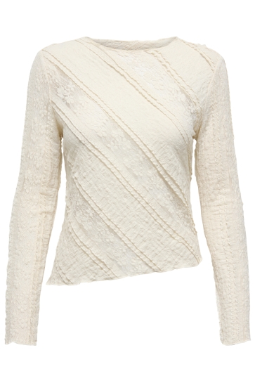 Only T-shirt ONLSAGE LS LACE TOP OX WVN 15370569 Birch