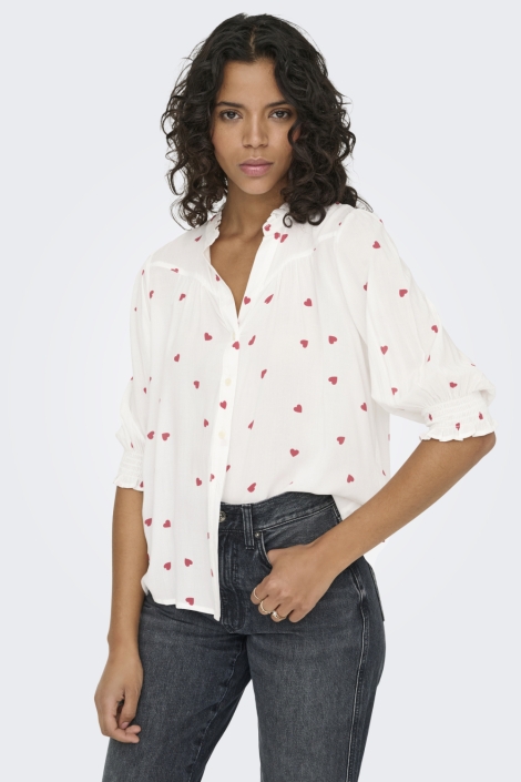 Only witte dames t-shirt | Model vooraanzicht