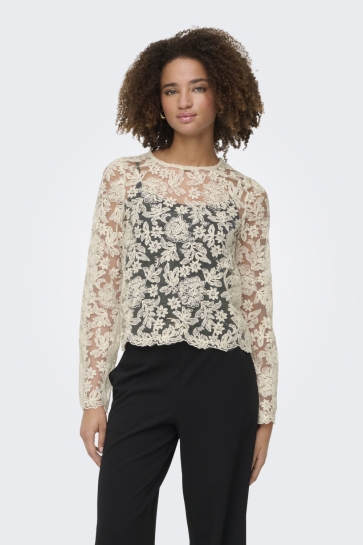 Only ONLANJA L/S LACE TOP JRS 15364735 BIRCH