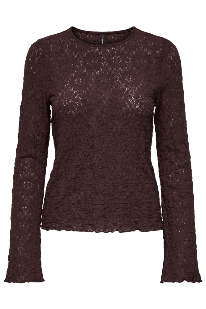 Only bruine dames t-shirt | Vooraanzicht