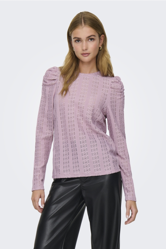 Only roze dames t-shirt | Model vooraanzicht