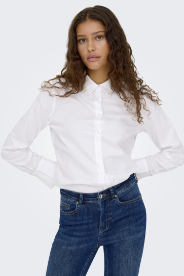 Only ONLBECS PEARL FITTED SHIRT WVN 15366405 CLOUD DANCER/PEARLS