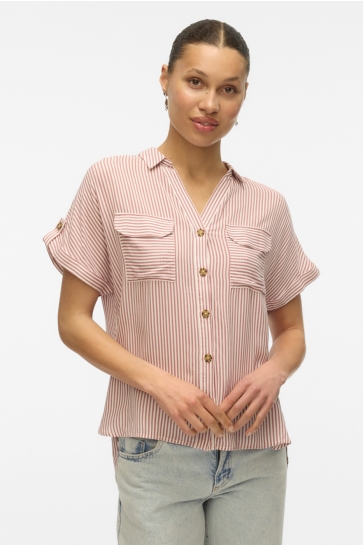 Vero Moda Blouse VMBUMPY SS SHIRT WVN NOOS 10310139 Nostalgia Rose/Snow white