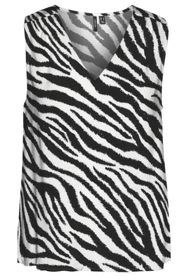 Vero Moda Top VMEASY JOY S/L V-NECK TOP WVN GA 10301759 BIRCH/ZEBRA