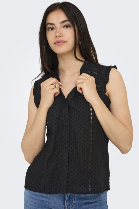 Only zwarte dames top | Model vooraanzicht