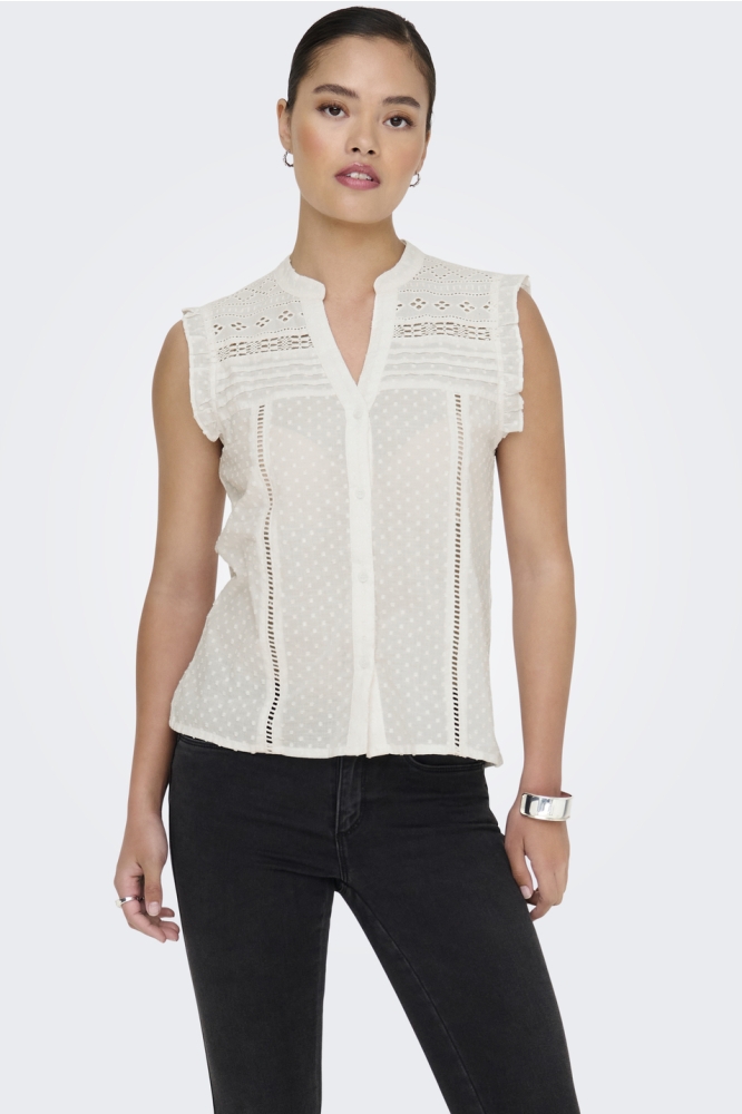 Only witte dames blouse | Model vooraanzicht