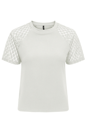 Only T-shirt ONLKARI S/S O-NECK LACE MIX TOP CS 15367607 CLOUD DANCER/KAI FLOWER