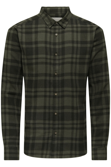 Only & Sons Overhemd ONSGUDMUND LS CHECKED SHIRT NOOS 22007112 FOREST NIGHT/BLACK
