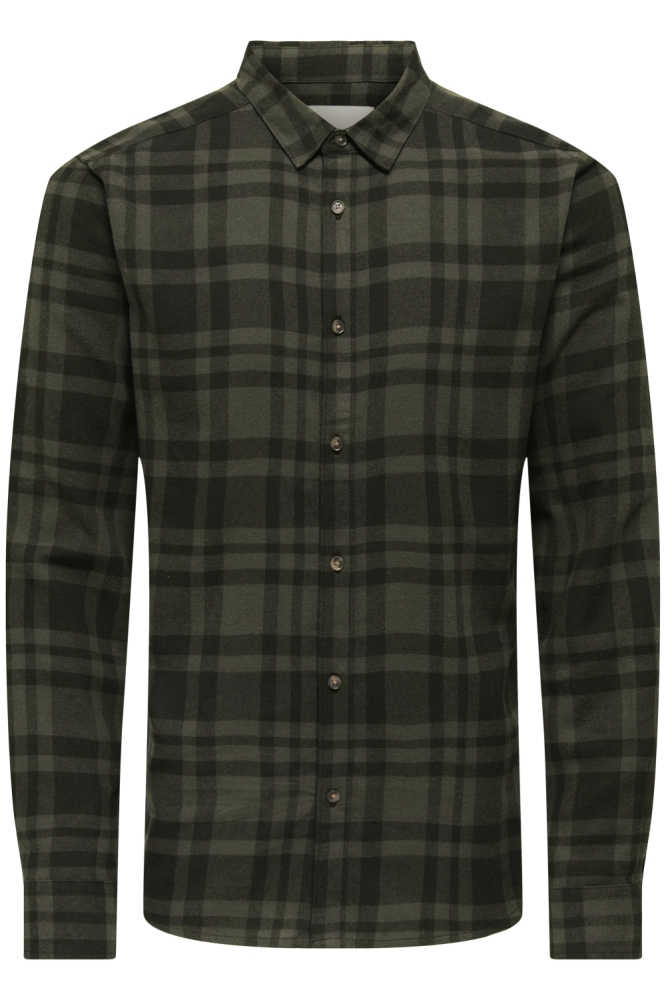 Only & Sons groene heren overhemd | Vooraanzicht