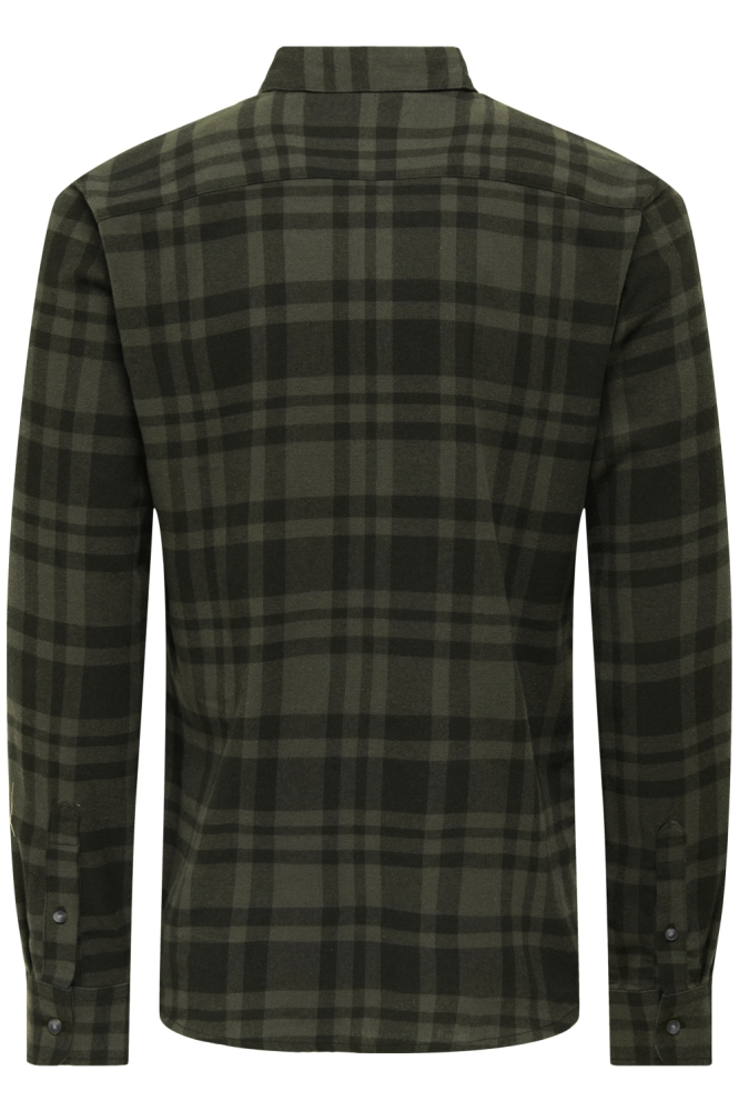 Only & Sons groene heren overhemd | Achteraanzicht