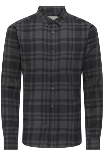 Only & Sons Overhemd ONSGUDMUND LS CHECKED SHIRT NOOS 22007112 JET BLACK/GRAY PINSTRIPE