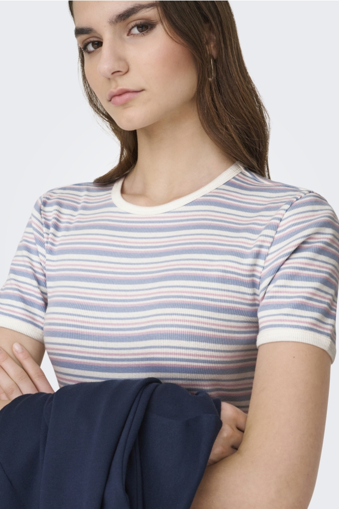 Jacqueline de Yong blauwe dames t-shirt | Close up