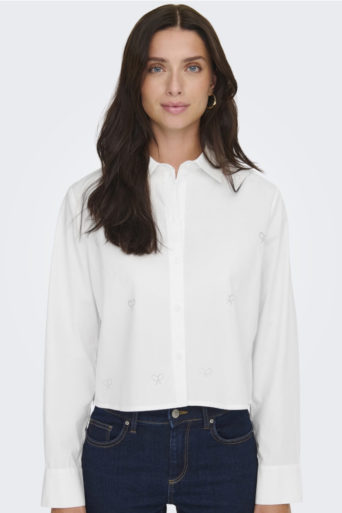 Jacqueline de Yong witte dames blouse | Model vooraanzicht