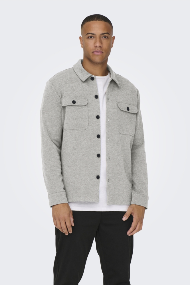 Only & Sons grijze heren overhemd | Model vooraanzicht