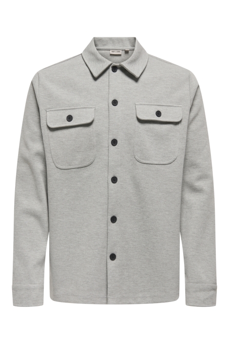Only & Sons grijze heren overhemd | Vooraanzicht