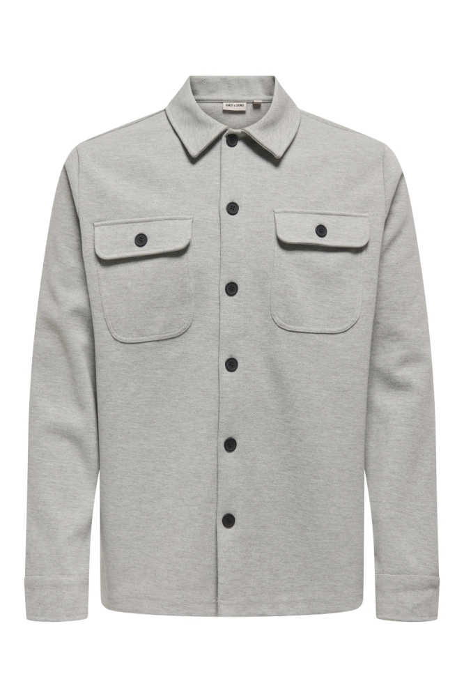 Only & Sons grijze heren overhemd | Vooraanzicht