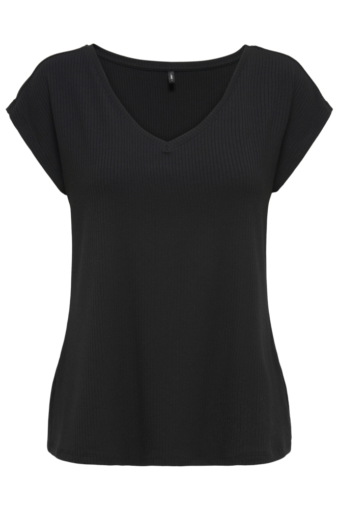 Only zwarte dames t-shirt | Vooraanzicht